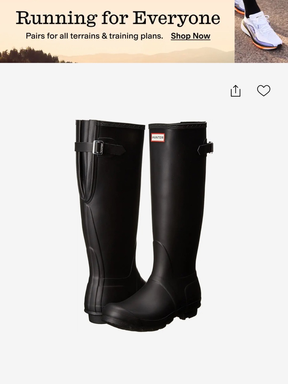 Hunter Matte Black Tall Adjustable Rain Boots